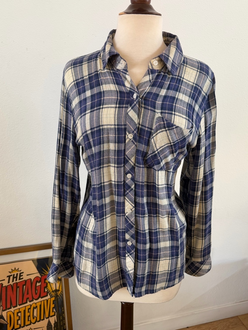 Rails “Hunter” style Plaid Long Sleeved Button-Up. Blue and White.